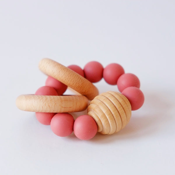 Rust Beehive Silicone and Wooden Teething Toy