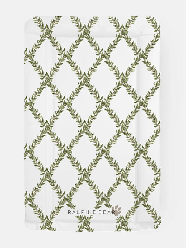 Leafy Grid Baby Table Changing Mat