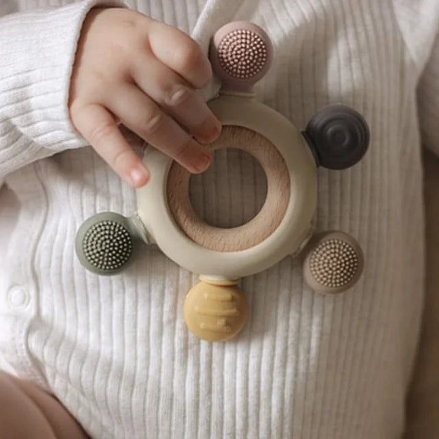 Multi Textured Pink Teething Ring