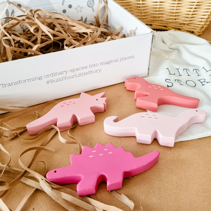 Pink Dino Discovery Wooden Toy Set