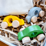 Set Of 3 Tricolour Wooden Toy Cars