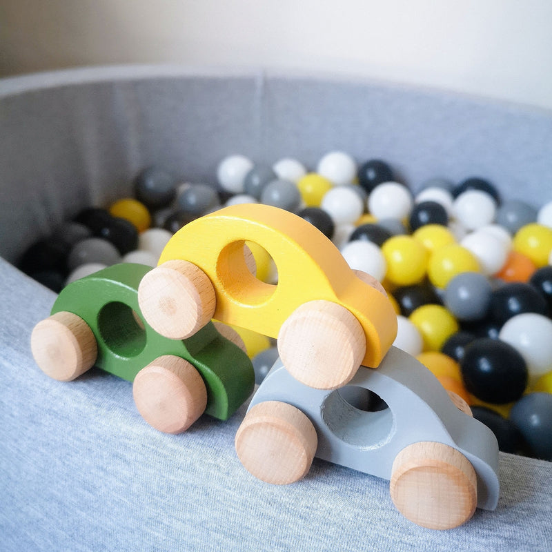 Set Of 3 Tricolour Wooden Toy Cars