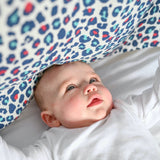 XL BLUE LEOPARD MUSLIN - For 5+ Month Old Babies