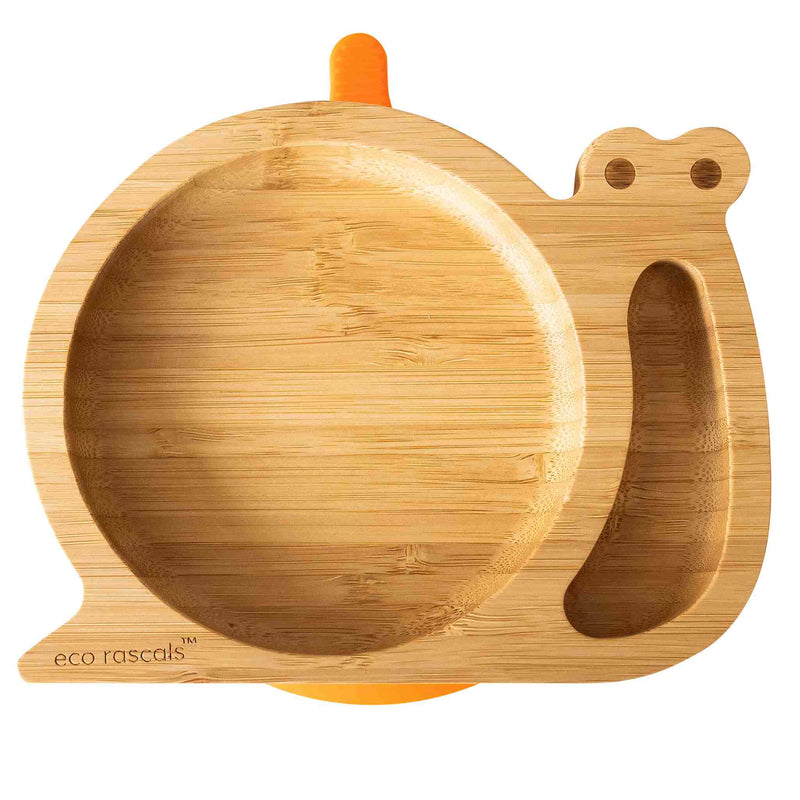 Bamboo Tableware Suction and Section Plate - Snail