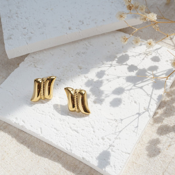 Gold Arc Stud Earrings