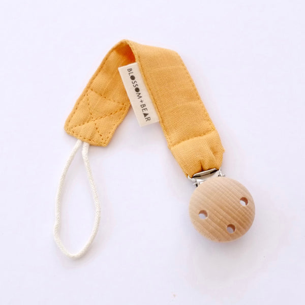 Fabric Pacifier Clip - Mustard