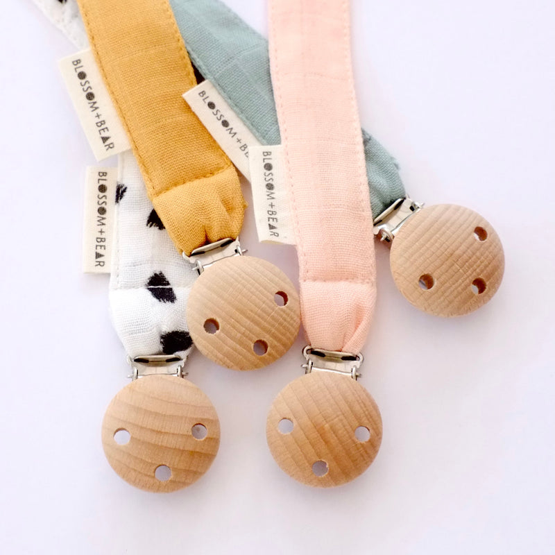 Fabric Pacifier Clip - Peach