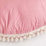Large Floor Cushion With Tassels in Rose