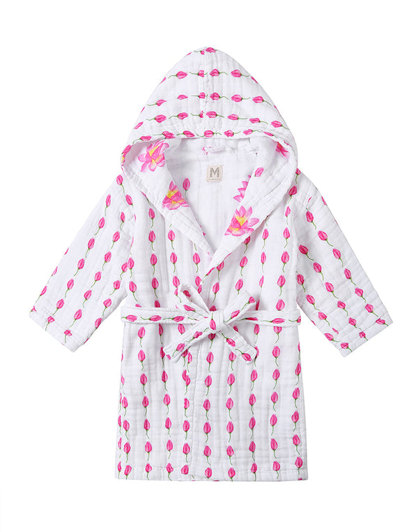 Kids Hooded Muslin Robe - Enchanted Garden (Lotus)