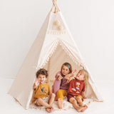 Extra Large Indoor Teepee Tent With Tassels Decor in Boho Style