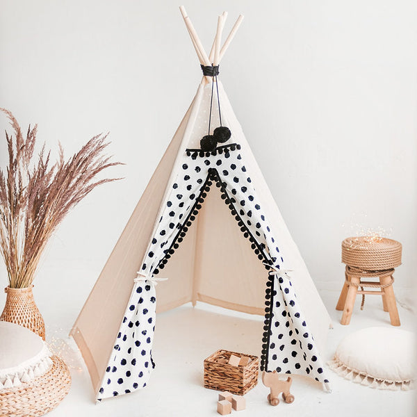 MINICAMP Black Polka Dot Teepee Tent for Kids