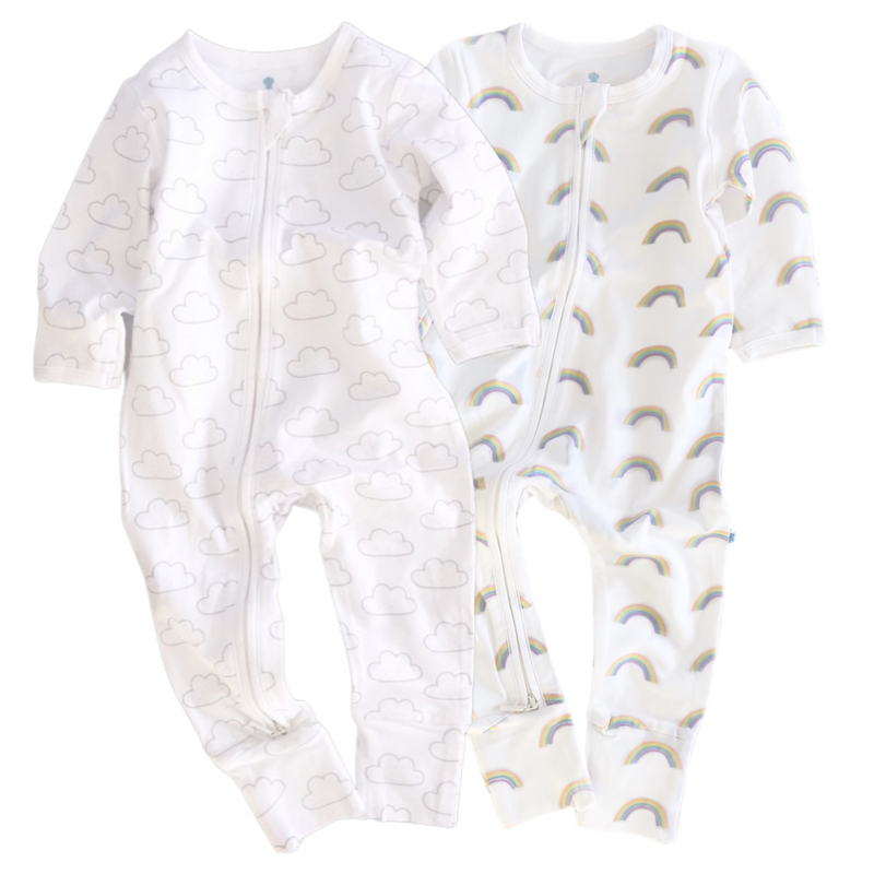 Clouds & Rainbows Twin Pack Zipped Babygrow