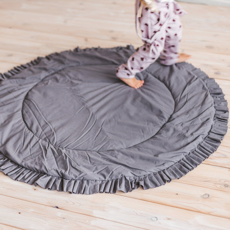 Kids Playmat With Ruffles in Grey
