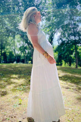 Maternity & Nursing Summer Dress in Breezy White Cotton