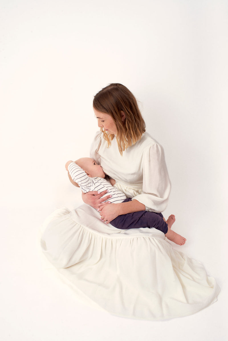 Off-White Tiered Maternity & Nursing Dress