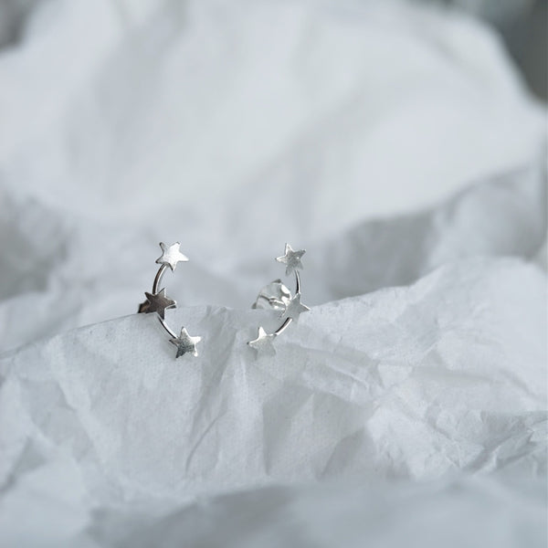 Sterling Silver Star Cluster Stud Earrings