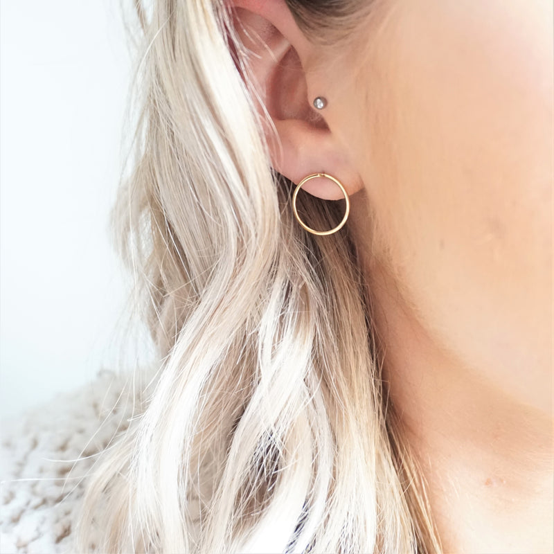 Gold Circle Stud Earrings