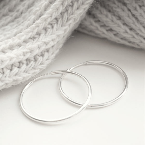 Sterling Silver Heavy Hoop Earrings (40mm)