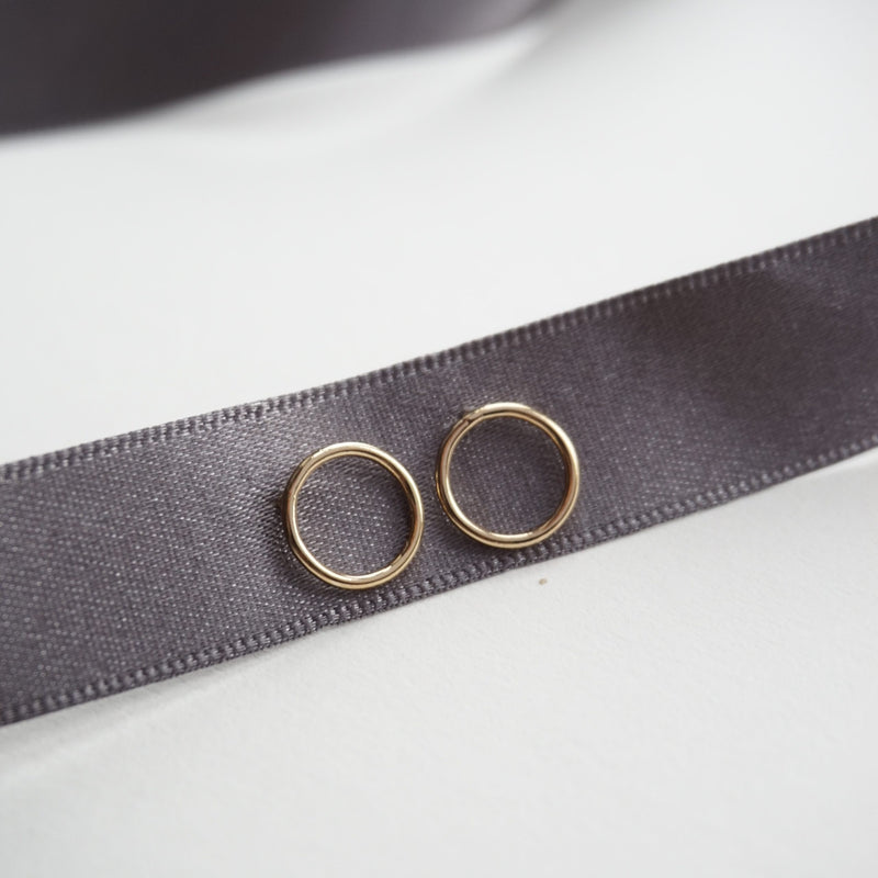 Gold Small Circle Stud Earrings