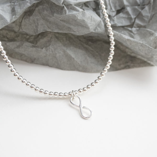 Sterling Silver Stretch Anklet With Infinity Charm