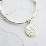 Sterling Silver Roman Coin Chunky Noodle Bracelet