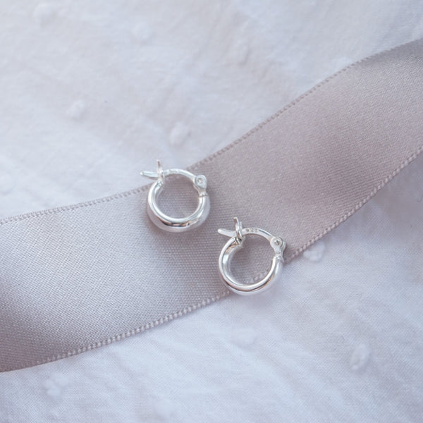 Sterling Silver 10mm Huggie Earhoop Earrings