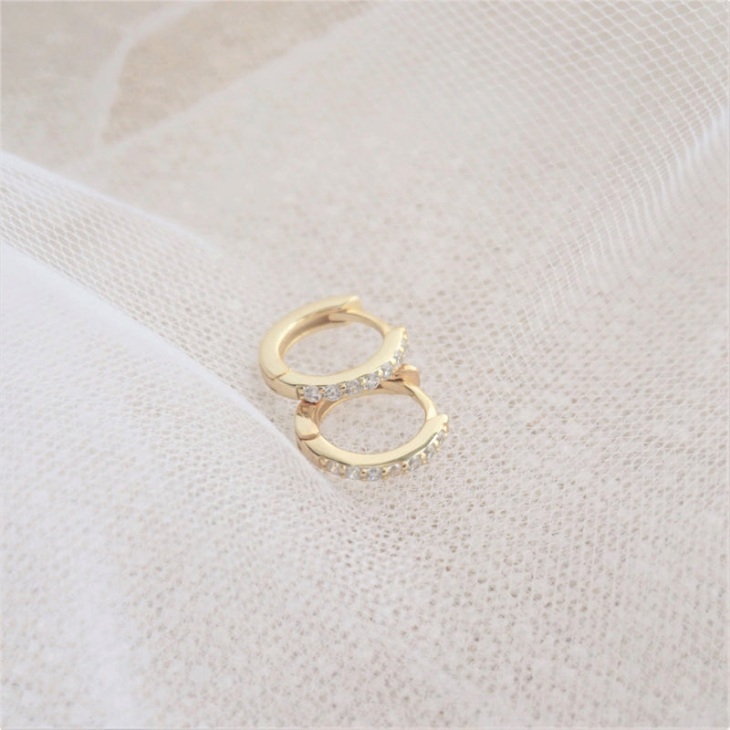 Gold Crystal Huggie Hoop Earrings