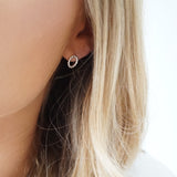 Sterling Silver Beaded Circle Stud Earrings