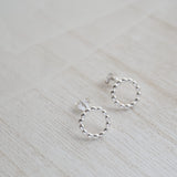 Sterling Silver Beaded Circle Stud Earrings