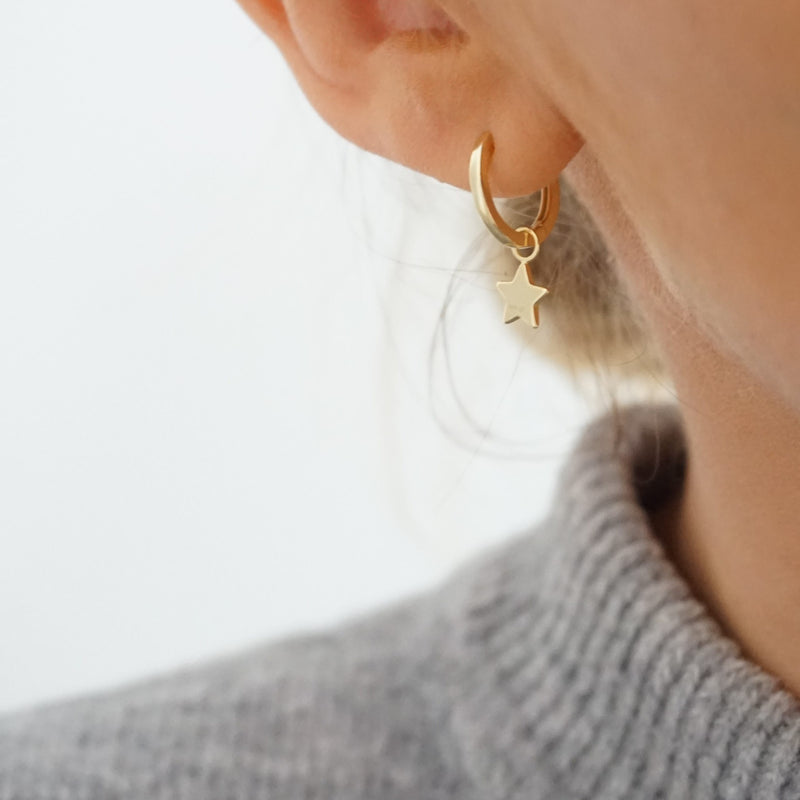 Gold Star Hoop Earrings