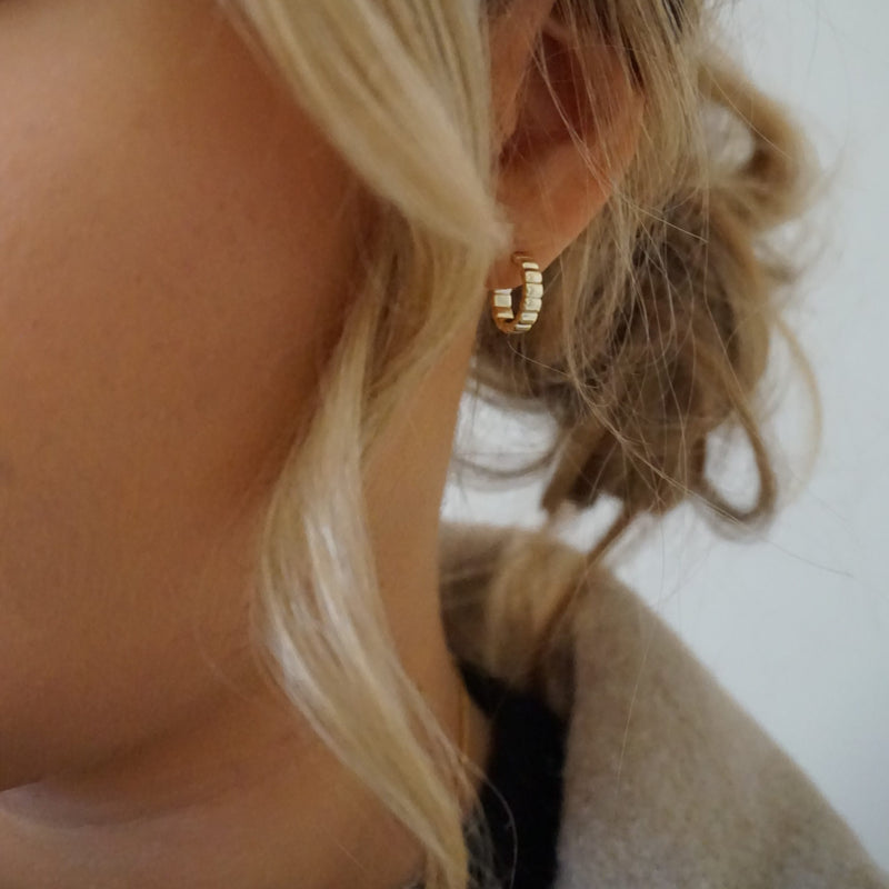 Gold Beaded Hoop Earrings