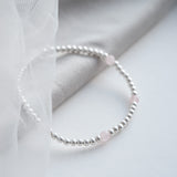 Sterling Silver and Rose Quartz Stretch Bracelet