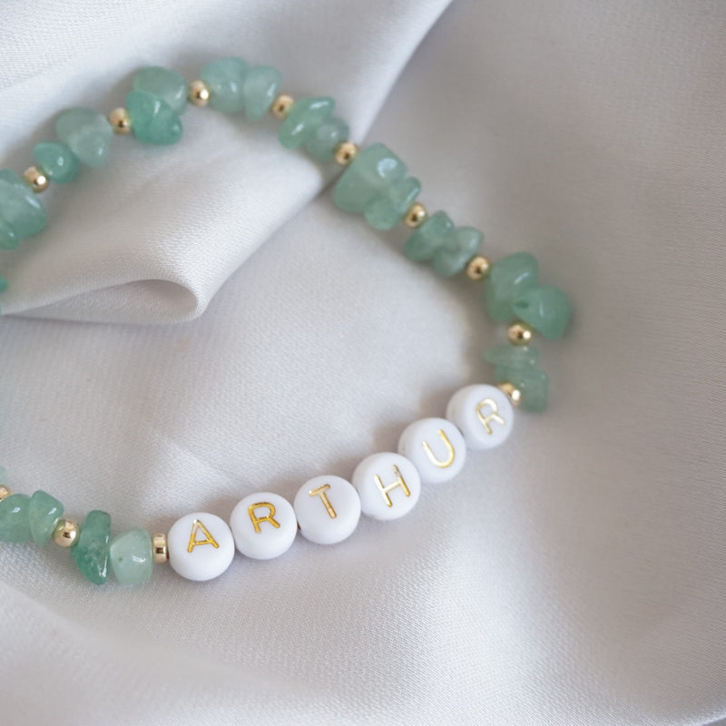 Gold and Aventurine Chip Personalised Bracelet