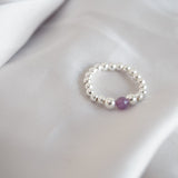 Sterling Silver Stretch Ring With Lepidolite Bead