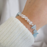 Sterling Silver and Aquamarine Chip Personalised Bracelet