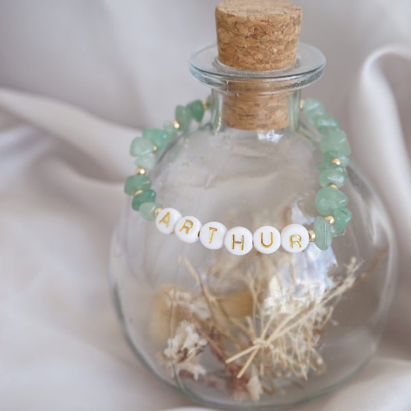 Gold and Aventurine Chip Personalised Bracelet