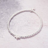 Sterling Silver Bracelet With Cubic Zirconia Star Bead