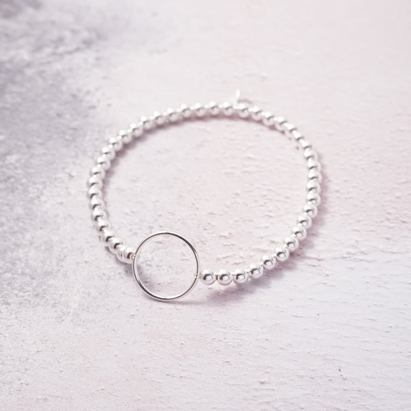 Sterling Silver Stretch Bracelet With Karma Circle