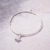 Sterling Silver Stretch Noodle Bracelet With Star Charm
