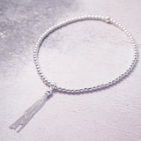 Sterling Silver Stretch Anklet With Tassel Charm