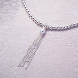 Sterling Silver Stretch Anklet With Tassel Charm