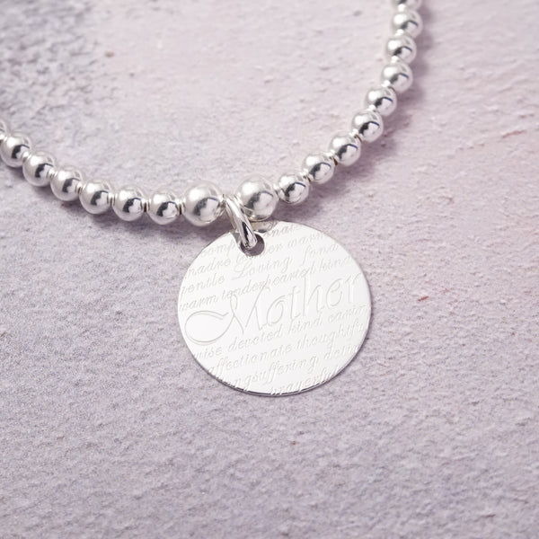 Sterling Silver Stretch Bracelet With Mother Disc