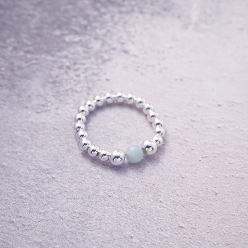 Sterling Silver and Chinese Amazonite Stretch Ring