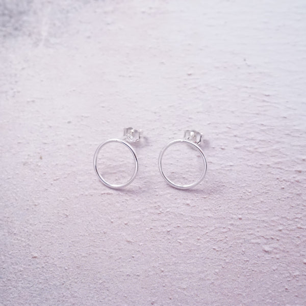 Sterling Silver Circle Stud Earrings