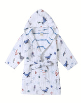 Kids Hooded Muslin Robe - Under the Sea