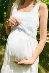 Maternity & Nursing Summer Dress in Breezy White Cotton