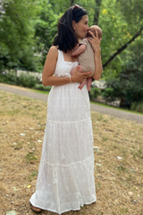 Maternity & Nursing Summer Dress in Breezy White Cotton