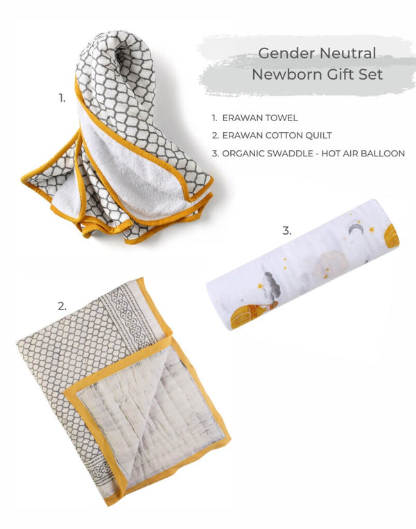 New Baby Gift Set - Yellow Mustard and Grey