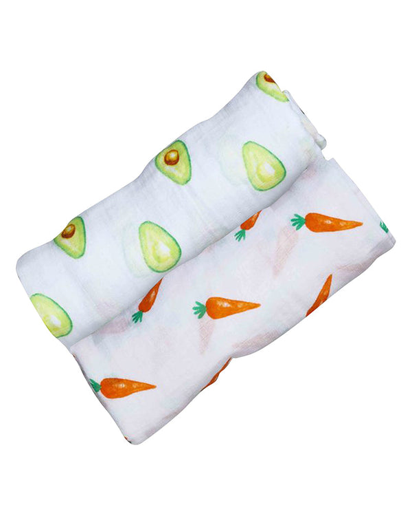 ORGANIC SWADDLE SET - FIRST FOODS (Avocado + Carrot)